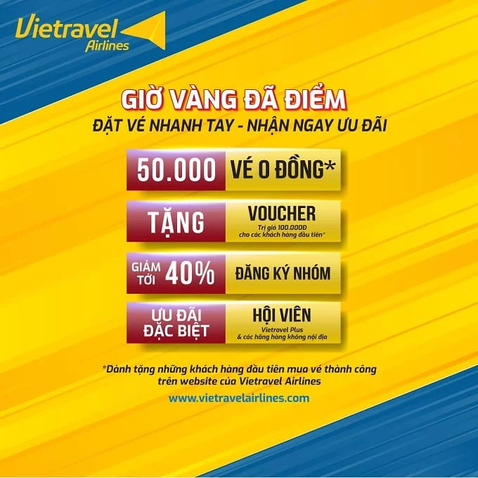 Vietravel Airlines mở bán 50.000 vé 0 đồng