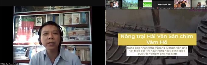 Ông Phạm Văn Luân, phát biểu và sáng kiến của Nông trại sân chim Vàm Hồ. Ảnh chụp màn hình- KT